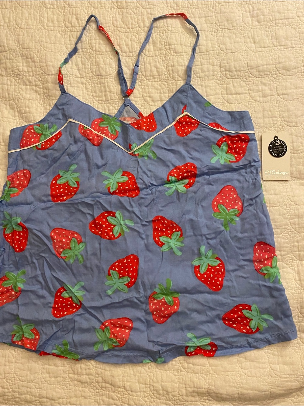 PJ Salvage Blue Strawberry-Print Cami Top